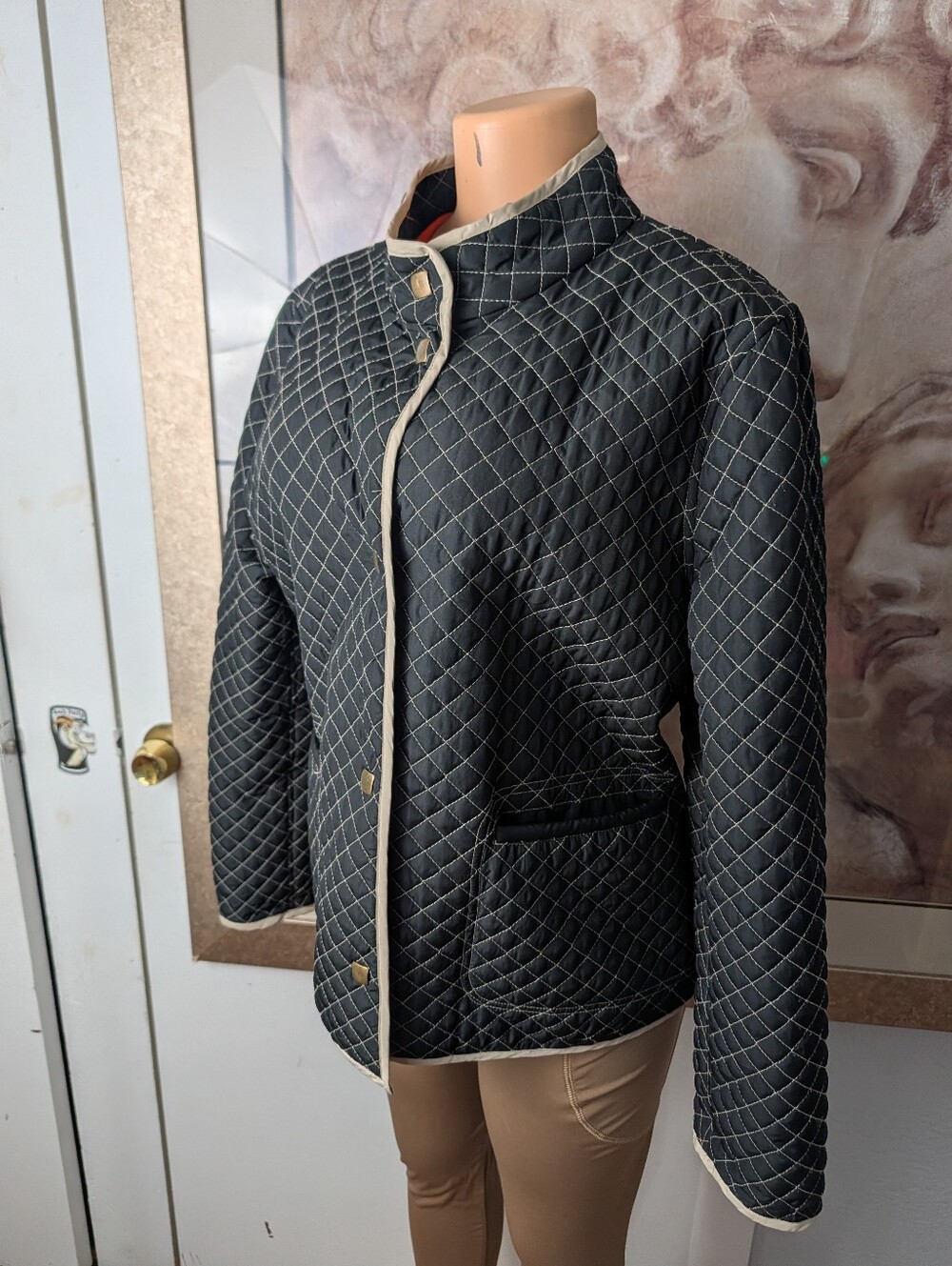 Platinum UTEX Black Diamond Quilted Jacket with Tan Trim Size L